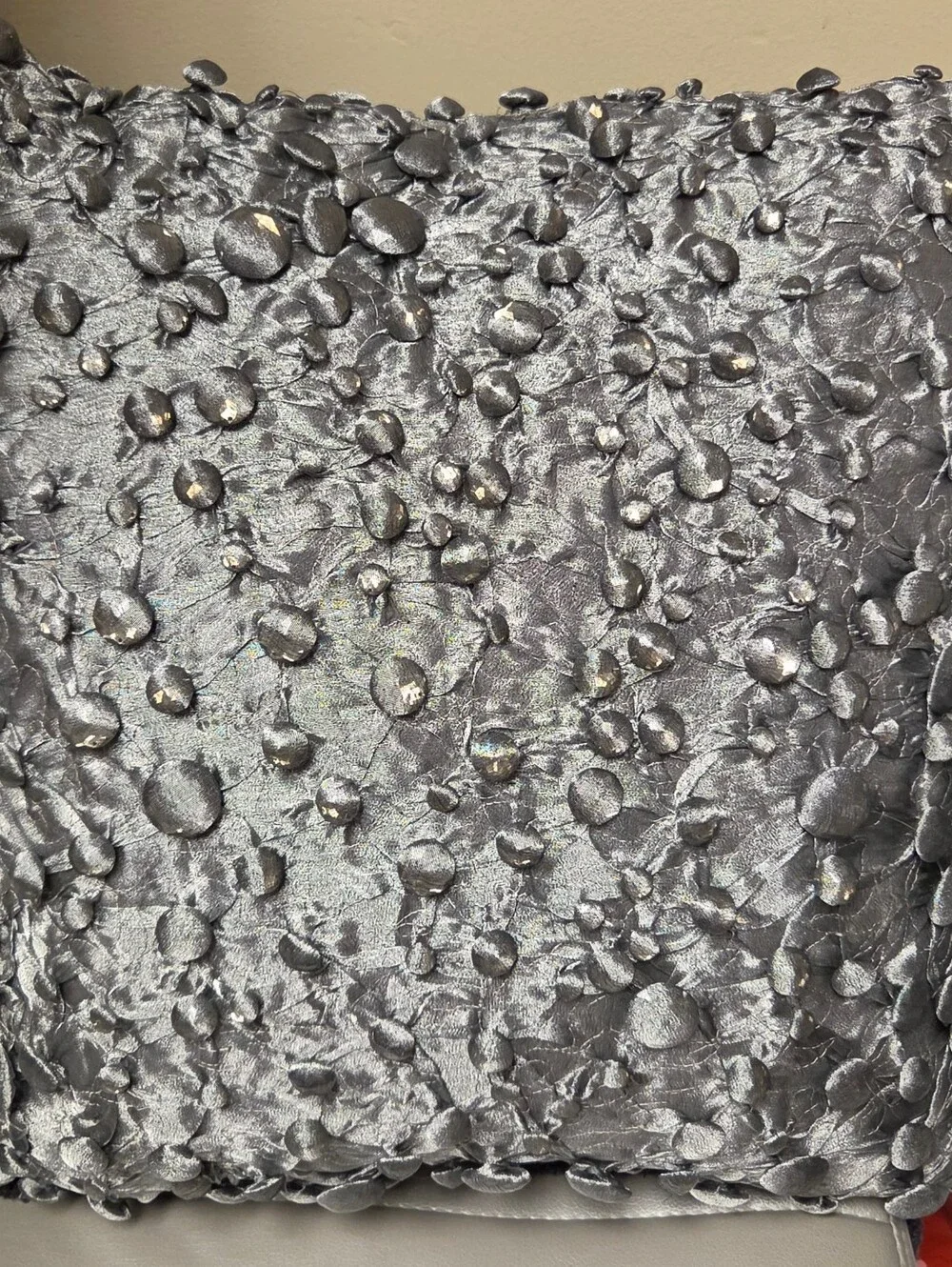 Studio A Home Global Views Metallic Gray Textured Button Feather Pillow 20x20